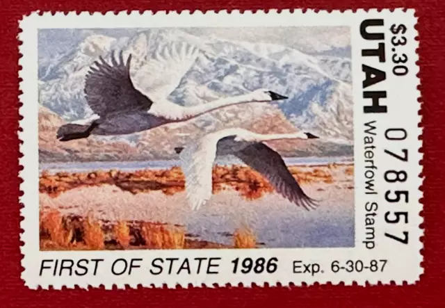 1986 US Utah State Duck Stamp Scoot UT #1  $3.3 MNH