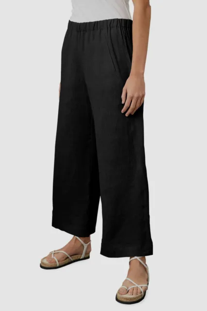 $160 Velvet by Graham & Spencer Women's Black Cropped Wide Leg Pants Size L