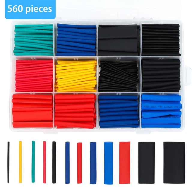 Caja 560 conector de soldadura 12 tamaños 560 piezas manguera retráctil ignífuga juego