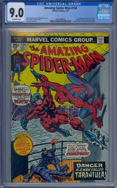 Amazing Spider-Man #134 Cgc 9.0 1St Tarantula Punisher Cameo Harry Osborn