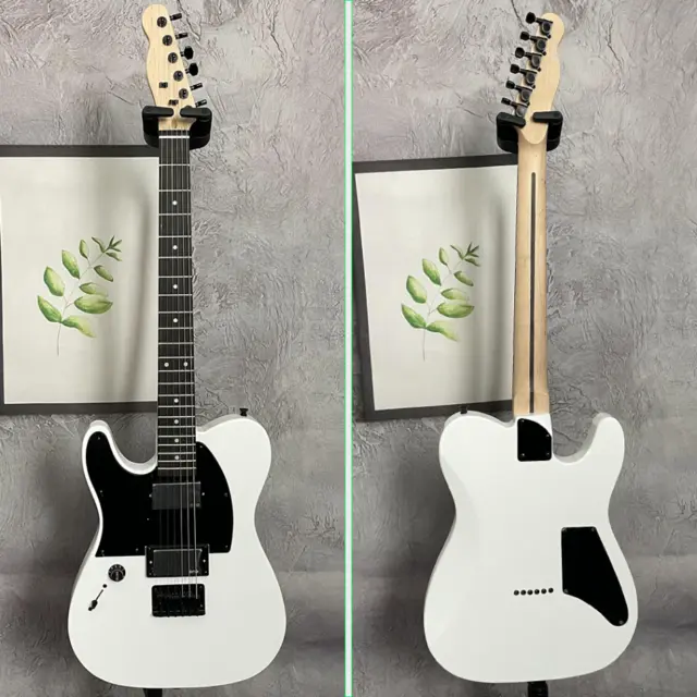 6-Strings Left-Handed White TL Electric Guitars String Thru Body Black Pickguard