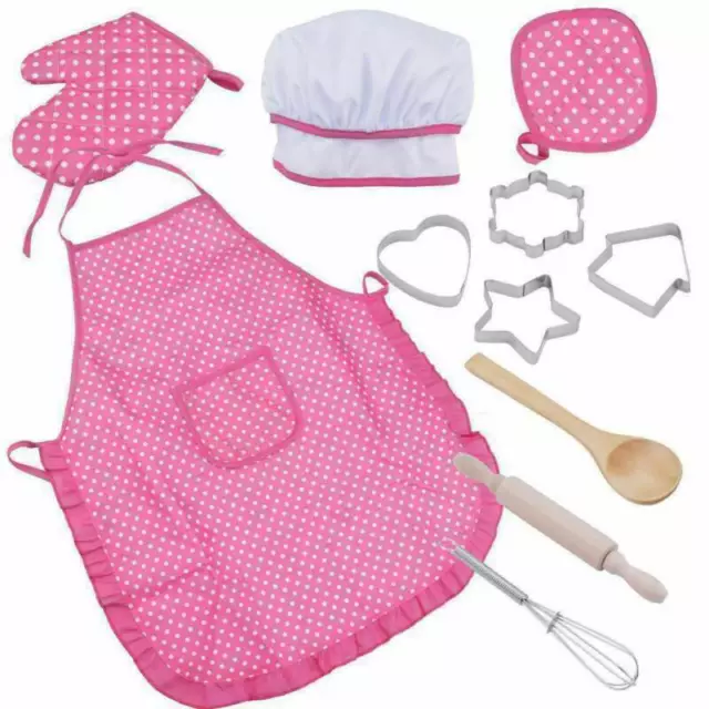 11 Pcs Chef Play Set, Kitchen Costume Role Pretend Kits, Cooking Apron Kids Toy