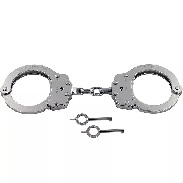 Peerless Handcuff Company Model 700C Nickel Chain Link Police Handcuffs