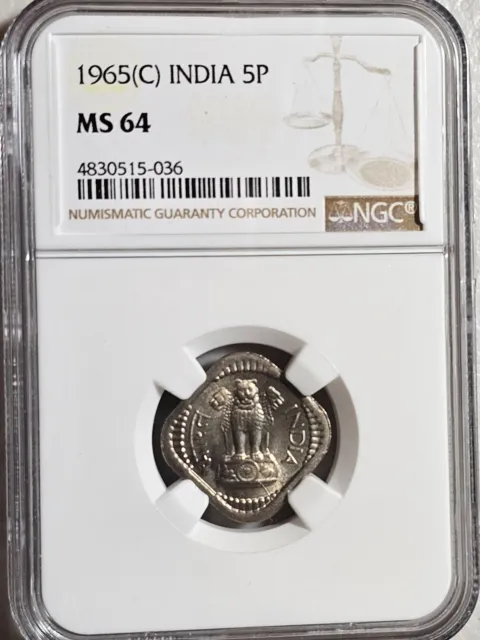 India 5 Paise 1965C NGC MS 64