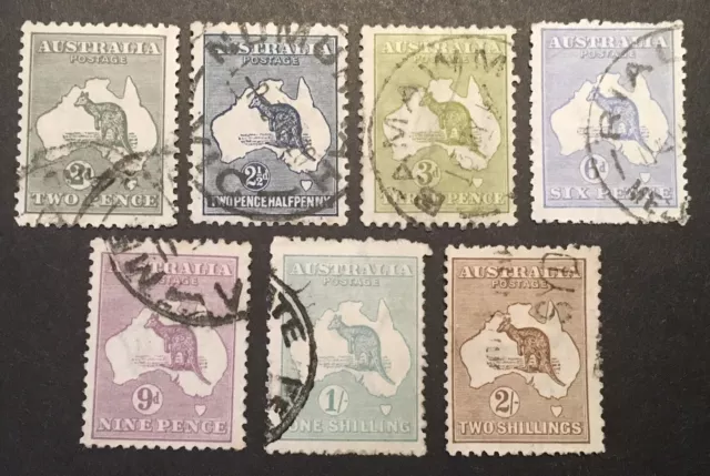 Australia "Kangaroos" 1915/27 VFU x7 stamps LH Australia "Kangaroos" 1915/27 VFU x7 stamps LH