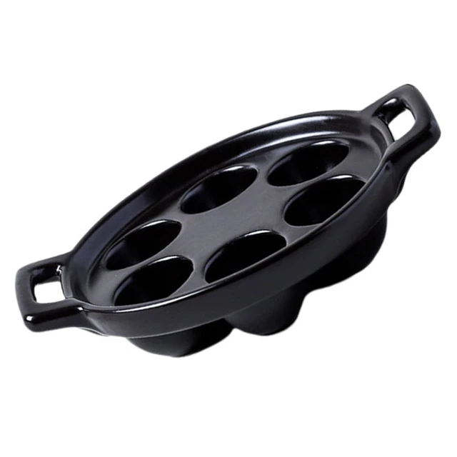 Plat à Escargots Céramique - Lot De 4 Assiettes, 6 Empreintes, Résistant Au Four (16x11,3 Cm)