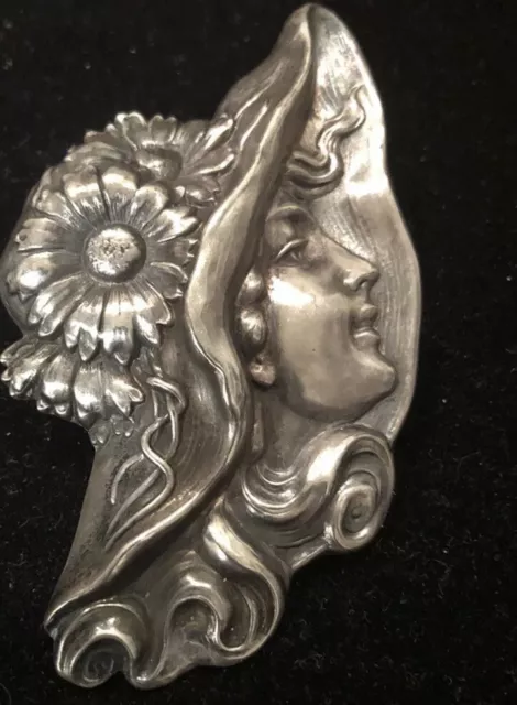 Antique Art Nouveau Sterling Silver Brooch Pin Sunbonnet Lady Unger Bros Copy