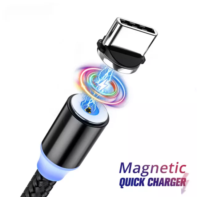 Cable Cordon Type-C Magnétique LED Charge Chargeur Voiture Magnetic Car Charger