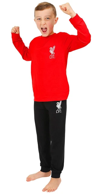 LIVERPOOL FOOTBALL CLUB Boys Official Long LFC Pyjamas Red Black £14.99 ...