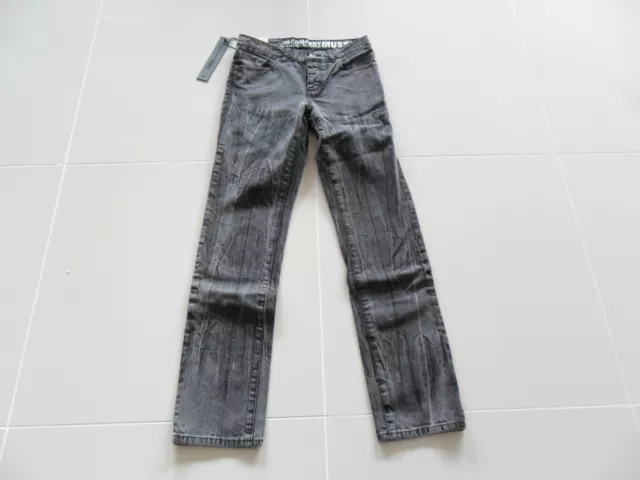 Krew K45165 Cm Black Lines Slim Fit Cotton Mens Denim Pants Black Size 30 New