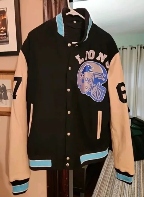 Beverly Hills Cop Detroit Lions Axel Foley Wool - Leather Sleeves Jacket 4XL