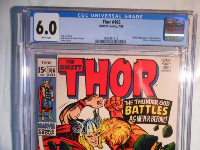 THOR #166 CGC 6.0 Wht 2nd full appearance of Him (Warlock). Thor vs. Him Warlock