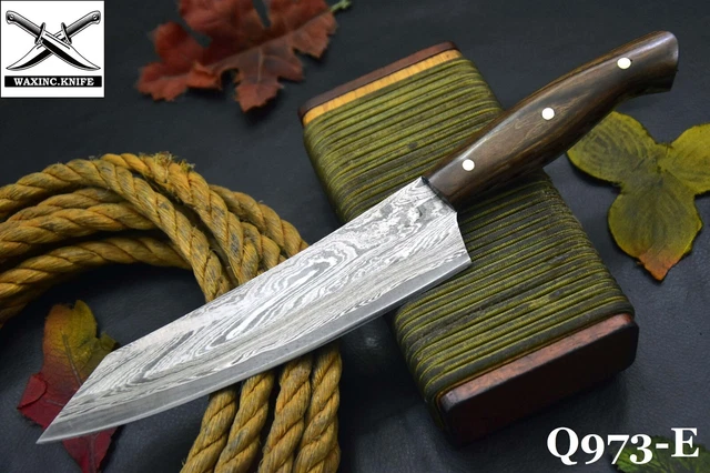 Custom San Mai Damascus Steel Chef Knife Handmade Walnut Handle (Q973-A)