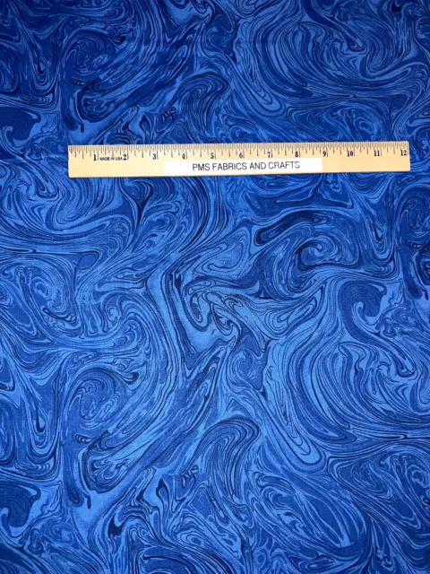 Marbleicious Royal Blue  100% med cotton fabric by the yard 36 x 44 - Royal blue