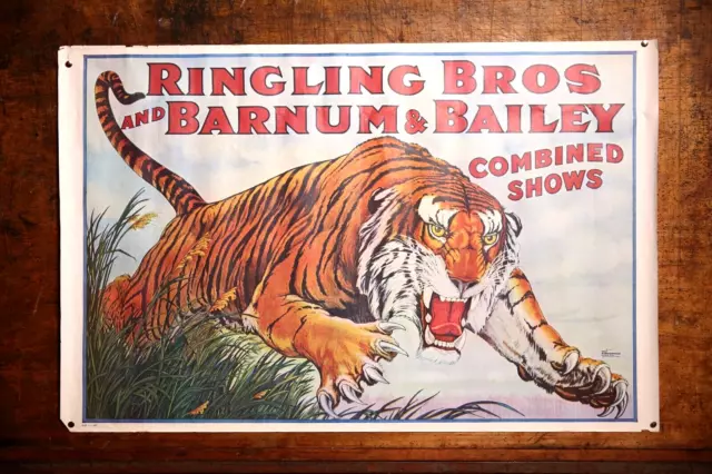 20 x 30 Poster Ringling brothers Barnum and Bailey circus The trains Super color old poster This is a distrressed poster in places