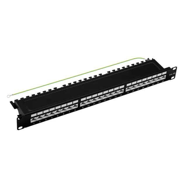 ProfiPatch 19 " Patchpanel Cat.6A 500MHz 24-Port 1HE RJ45 Protégé Noir 10GB