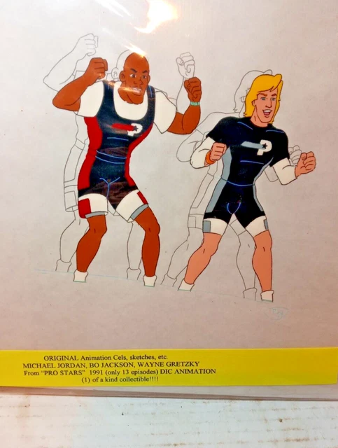 MICHAEL JORDAN WAYNE Gretzky original animation cel animation 1991 with ...