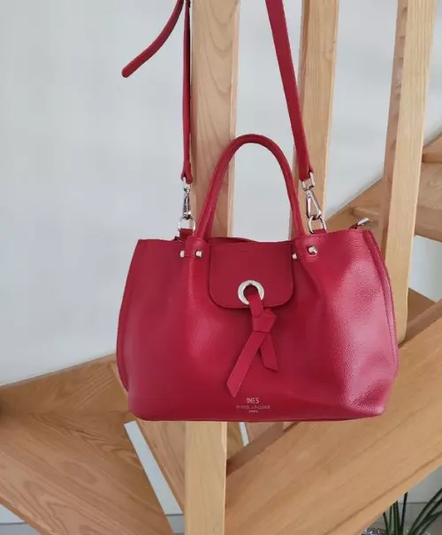 Sac à Main et Bandoulière Cuir Rouge Ines de le Fressange