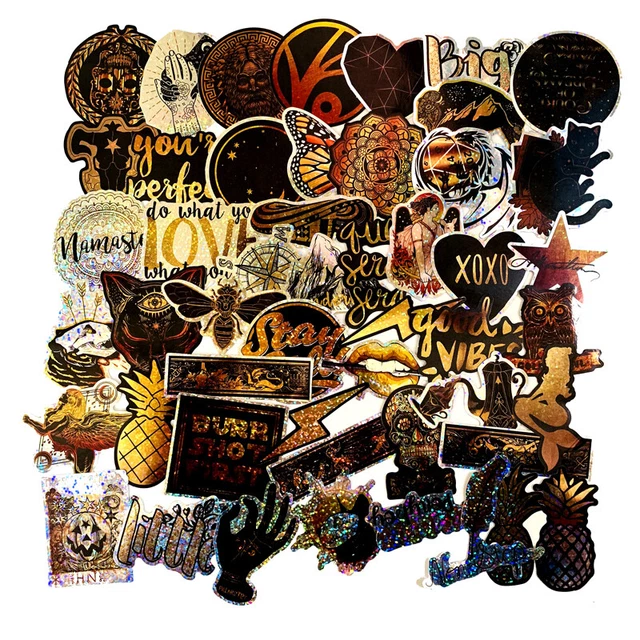 ⭐ 50 Stück Special Gold Style Glitzer Sticker  Stickerbomb - Aufkleber