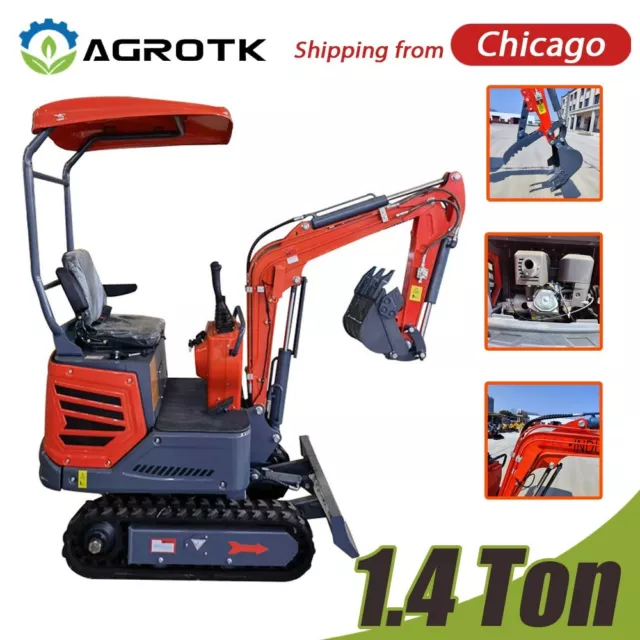 Mini Excavator 1.4 Ton Digger 13.5HP Engine Tracked Crawler Hydraulic B&S Gas