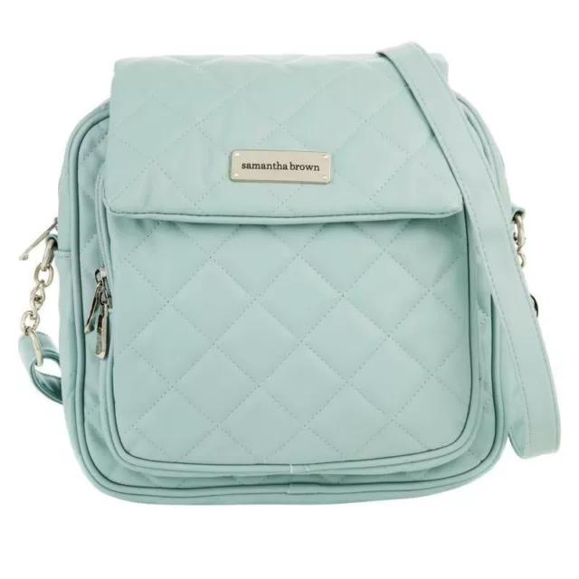Samantha Brown quilted crossbody bag In Light Blue Teal Brand New Purse