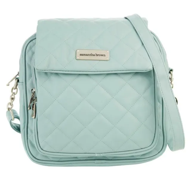 Samantha Brown quilted crossbody bag Teal RFID protected New