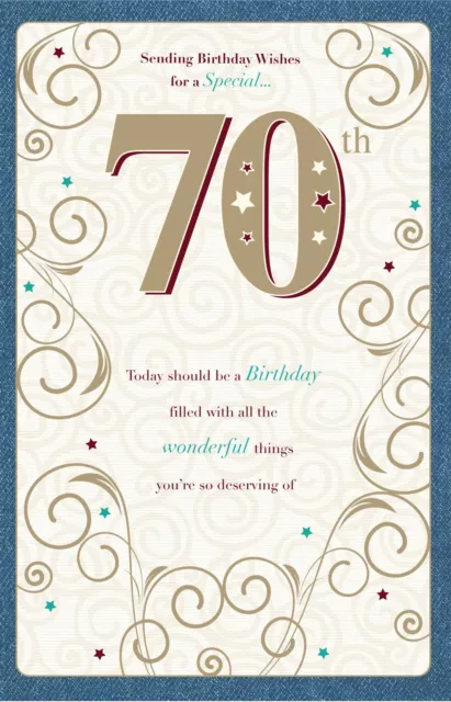 70th Happy Birthday Card Sending Birthday Wishes for A Special 70 Scroll Design