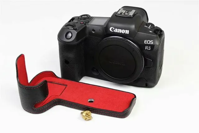 Genuine Leather Camera Case Bag Half Body Bottom Case for Canon EOS R5 R6 R5/R6