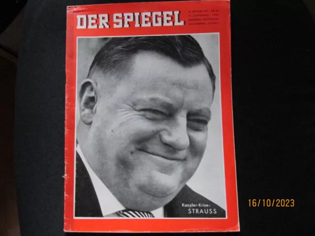 18.10.1961, Der Spiegel, Kanzler Krise, Strauß - Spieler Export