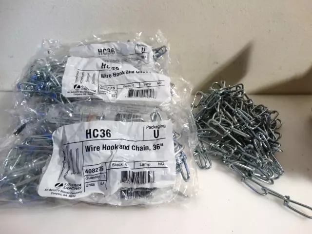 LITHONIA Wire and Hook Chain 36" HC36 ,408275 lot of 7 +7 loose chains