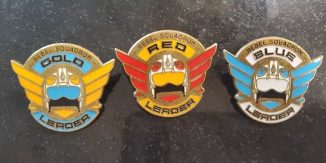 Disney Star Wars Rebel Squadron Leader 3 Pin Lot Set GOLD RED BLUE