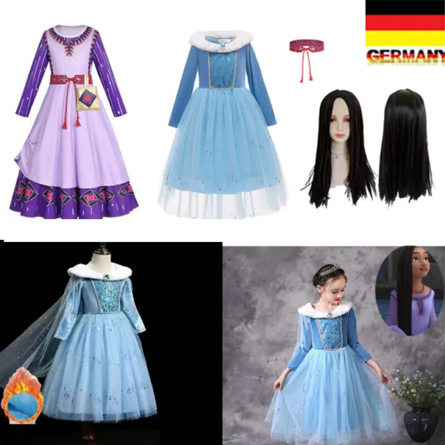 Kinder Mädchen Eiskönigin Elsa Kleid Frozen 2 Prinzessin Cosplay Kostüm Karneval