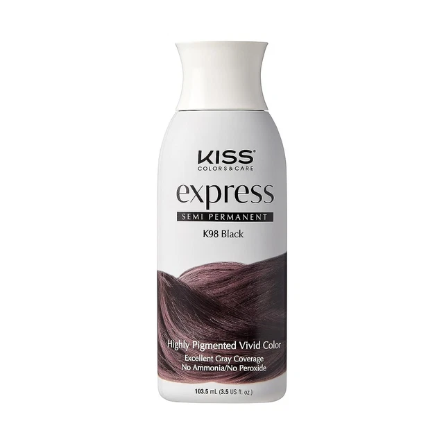 Semi-Permanent Hair Color,Kiss Express 100mL (3.5 US fl.oz) (1Count, Black) K-98