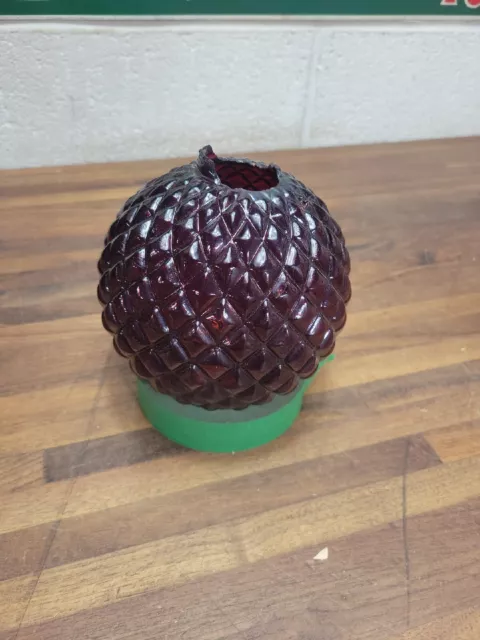 Antique Ruby Red Raised Quilt Pattern Lightning Rod Glass Ball As Is Damaged
