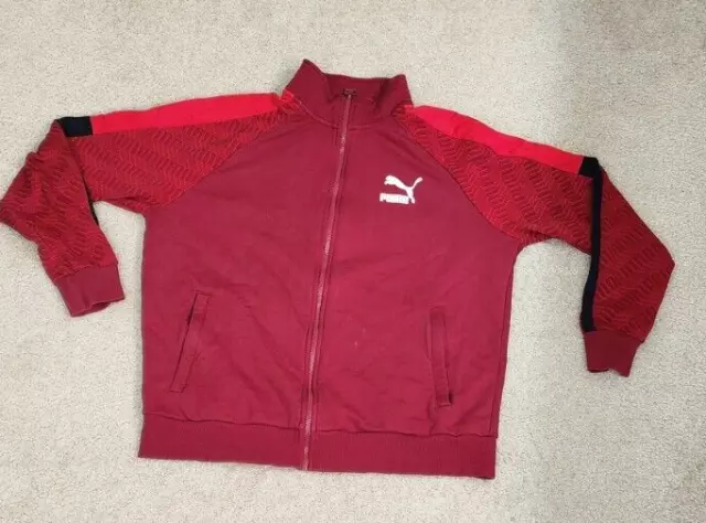 Puma Track Jacket Mens Extra Large XL Red Warm Up Outdoor Casual Cougar Logo 3*