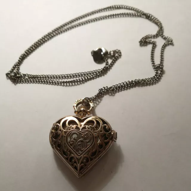 Heart Shaped Quartz Vintage Style Necklace Watch