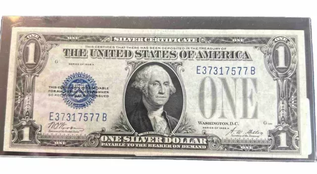 1928-A $1 One Dollar Bill Blue Seal Funnyback Silver Certificate Note Unc