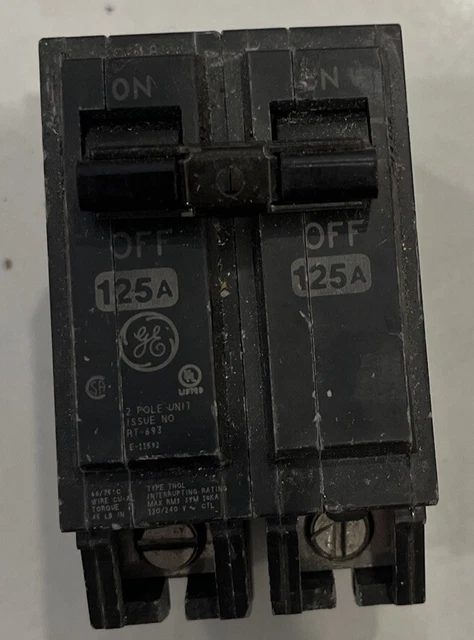 GE General Electric THQL21125 125-Amp 2-Pole 120/240VAC Breaker Made