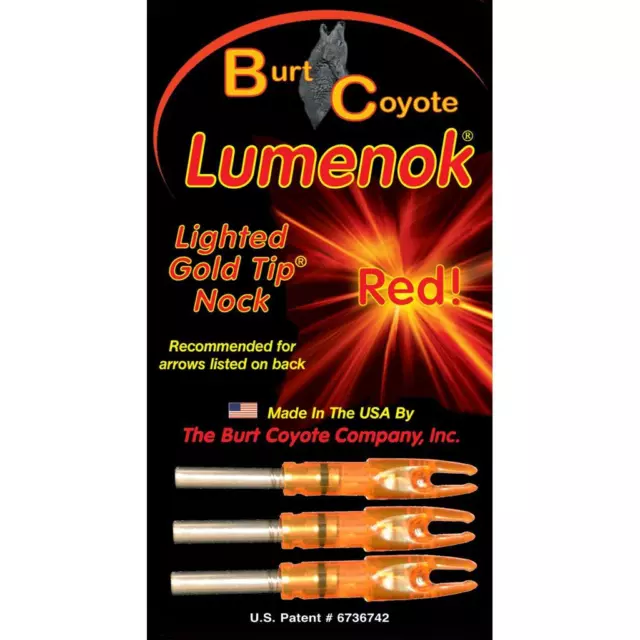 Lumenok Lighted Gold Tip GT Nock HD Orange 3 Pack