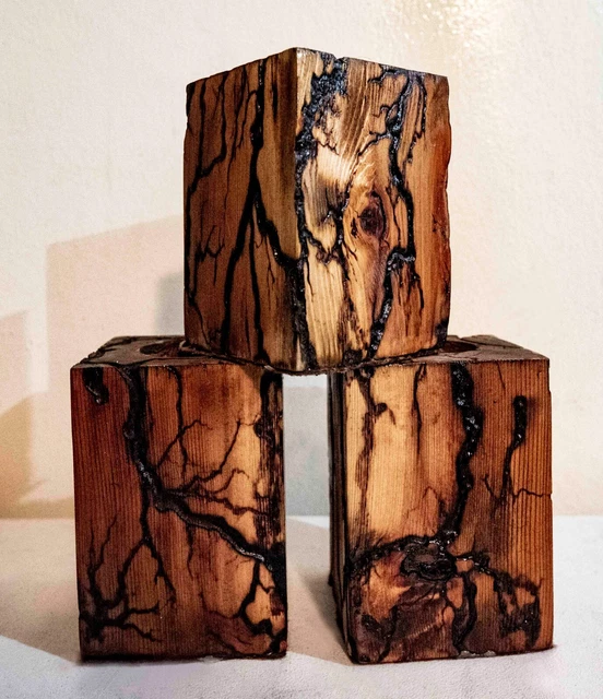 5" Votive Candle Holder - Beautifully Fractal Burned & Solid Wood