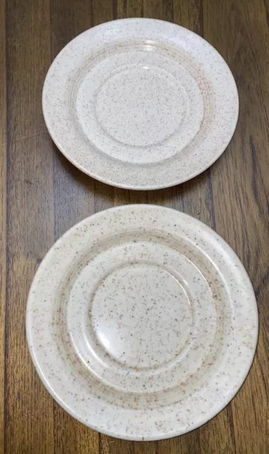 2 Vtg Homer Laughlin Country Sage USA Mugs Saucer Bread Plate Speckled Stoneware