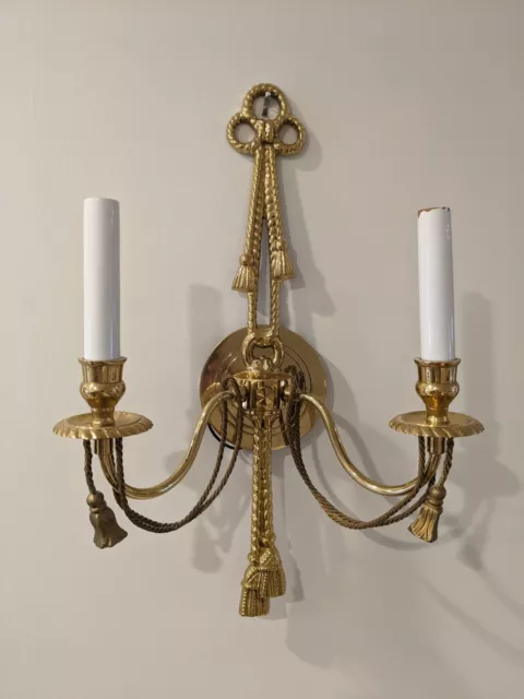 Pair of Sconces - Wall Light Lamp Bronze Decor Home Hardwired Braided Tassel