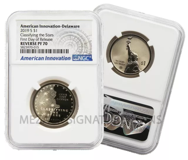 HOT! 2019 American Innovation $1 NGC REVERSE PF70 First Day of Release Delaware