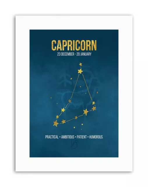 ZODIAC STAR SIGN BIRTHDAY ASTROLOGY BLUE CAPRICORN Poster Canvas art Prints