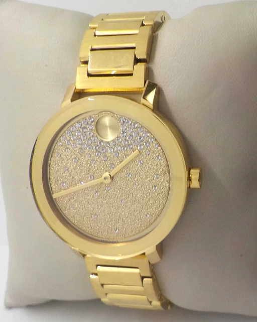 Movado Evolution Crystal Accent Gold Ip Ladies Watch 3600705 $850.00