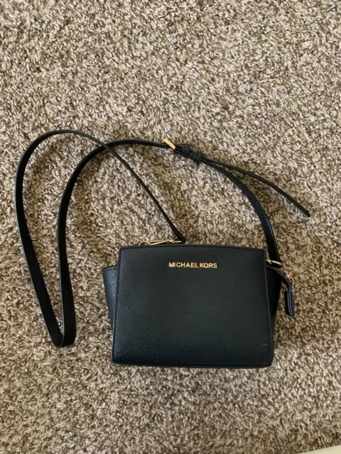 Michael Kors Blue & Black Leather Crossbody Purse, Shoulder Bag