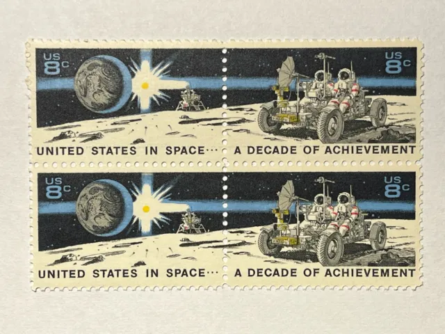 United States Scott 1435b Block Of 4 Stamp - 1971 Decade In Space B50