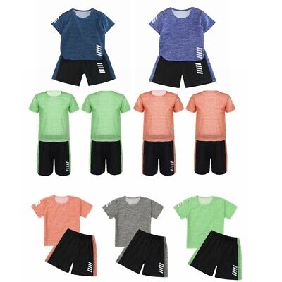 Kinder Sport Kleidung Set Jungen Sportanzug Kurzarm T-Shirt Top mit Kurze Hosen