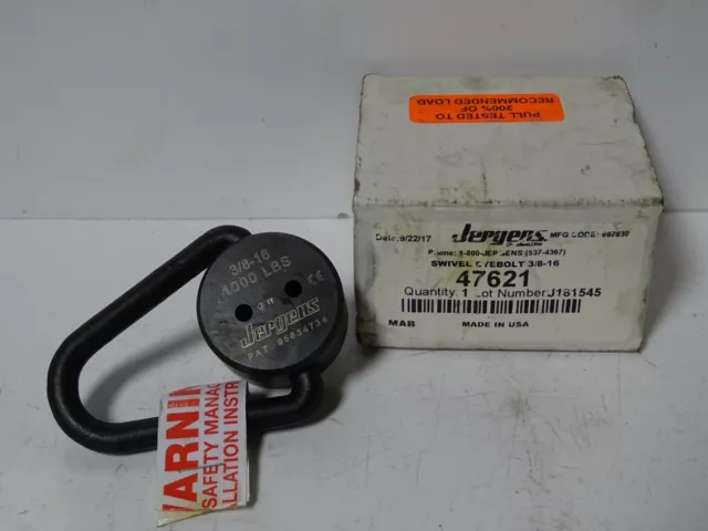 Jergens Swivel Eyebolt 3/8-16 1000 LBS , 47621