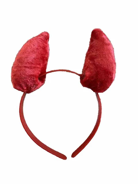 Red PVC Devil Horns on Headband Halloween Costume Accessory